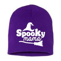 Spooky Mama Witch Broom Halloween Short Acrylic Beanie