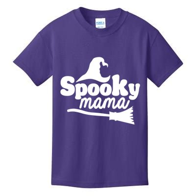 Spooky Mama Witch Broom Halloween Kids T-Shirt