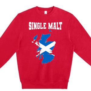 Single Malt Whisky Scotch Lovers Scotland Flag Premium Crewneck Sweatshirt