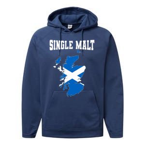 Single Malt Whisky Scotch Lovers Scotland Flag Performance Fleece Hoodie