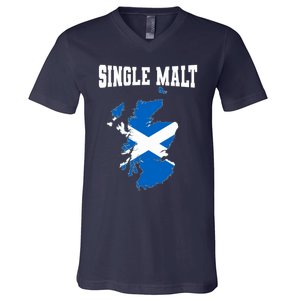 Single Malt Whisky Scotch Lovers Scotland Flag V-Neck T-Shirt