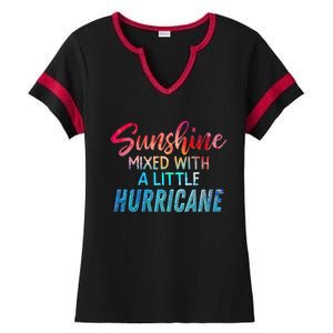 Sunshine Mixed With Little Hurricane Funny Positive Message Gift Ladies Halftime Notch Neck Tee