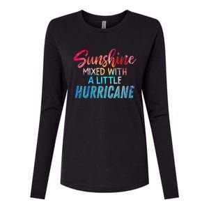 Sunshine Mixed With Little Hurricane Funny Positive Message Gift Womens Cotton Relaxed Long Sleeve T-Shirt