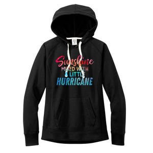 Sunshine Mixed With Little Hurricane Funny Positive Message Gift Women's Fleece Hoodie