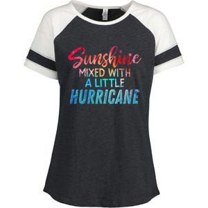 Sunshine Mixed With Little Hurricane Funny Positive Message Gift Enza Ladies Jersey Colorblock Tee