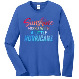 Sunshine Mixed With Little Hurricane Funny Positive Message Gift Ladies Long Sleeve Shirt