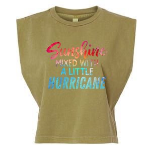 Sunshine Mixed With Little Hurricane Funny Positive Message Gift Garment-Dyed Women's Muscle Tee