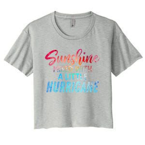 Sunshine Mixed With Little Hurricane Funny Positive Message Gift Women's Crop Top Tee