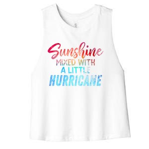 Sunshine Mixed With Little Hurricane Funny Positive Message Gift Women's Racerback Cropped Tank