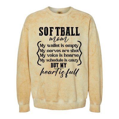 Softball Mom Wallet Is Empty Heart Is Full Colorblast Crewneck Sweatshirt