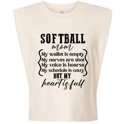 Softball Mom Wallet Is Empty Heart Is Full Garment-Dyed Women's Muscle Tee