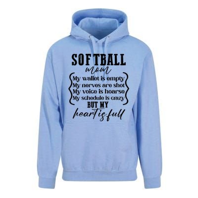 Softball Mom Wallet Is Empty Heart Is Full Unisex Surf Hoodie