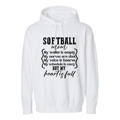 Softball Mom Wallet Is Empty Heart Is Full Garment-Dyed Fleece Hoodie