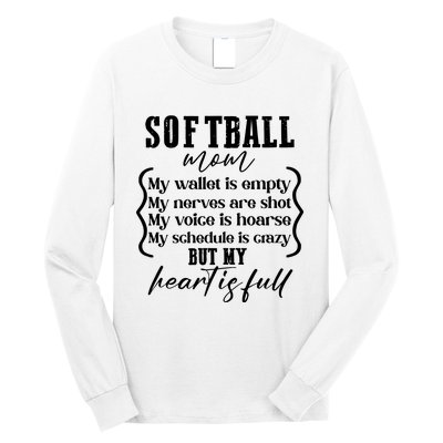 Softball Mom Wallet Is Empty Heart Is Full Long Sleeve Shirt