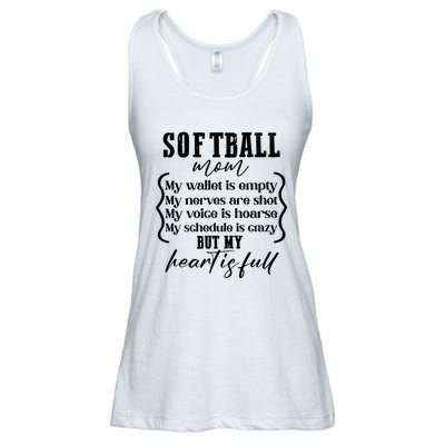 Softball Mom Wallet Is Empty Heart Is Full Ladies Essential Flowy Tank