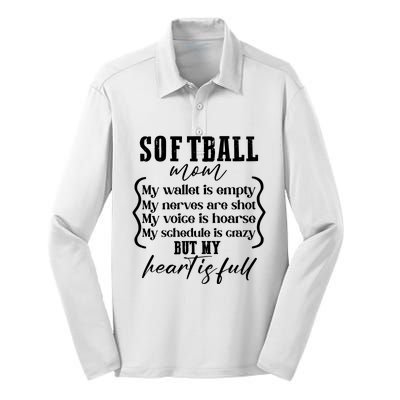 Softball Mom Wallet Is Empty Heart Is Full Silk Touch Performance Long Sleeve Polo