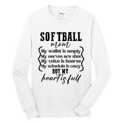 Softball Mom Wallet Is Empty Heart Is Full Tall Long Sleeve T-Shirt