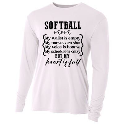 Softball Mom Wallet Is Empty Heart Is Full Cooling Performance Long Sleeve Crew