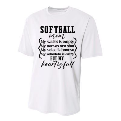 Softball Mom Wallet Is Empty Heart Is Full Performance Sprint T-Shirt