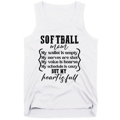 Softball Mom Wallet Is Empty Heart Is Full Tank Top