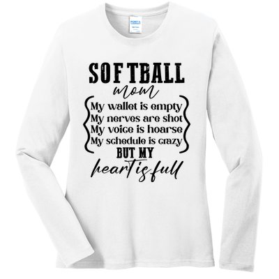 Softball Mom Wallet Is Empty Heart Is Full Ladies Long Sleeve Shirt