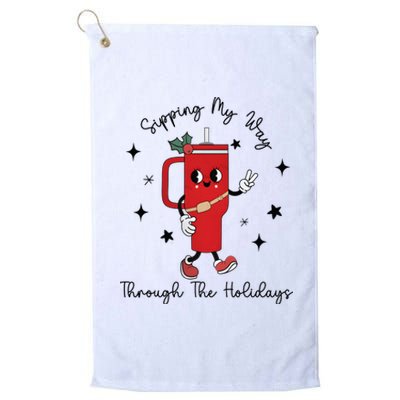 Sipping My Way Through The Holidays Christmas Holiday Season Platinum Collection Golf Towel