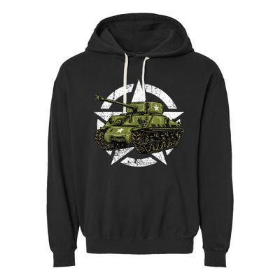 Sherman M4 World War 2 Army Tank Vintage Tank A Military Garment-Dyed Fleece Hoodie