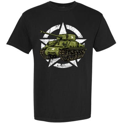 Sherman M4 World War 2 Army Tank Vintage Tank A Military Garment-Dyed Heavyweight T-Shirt