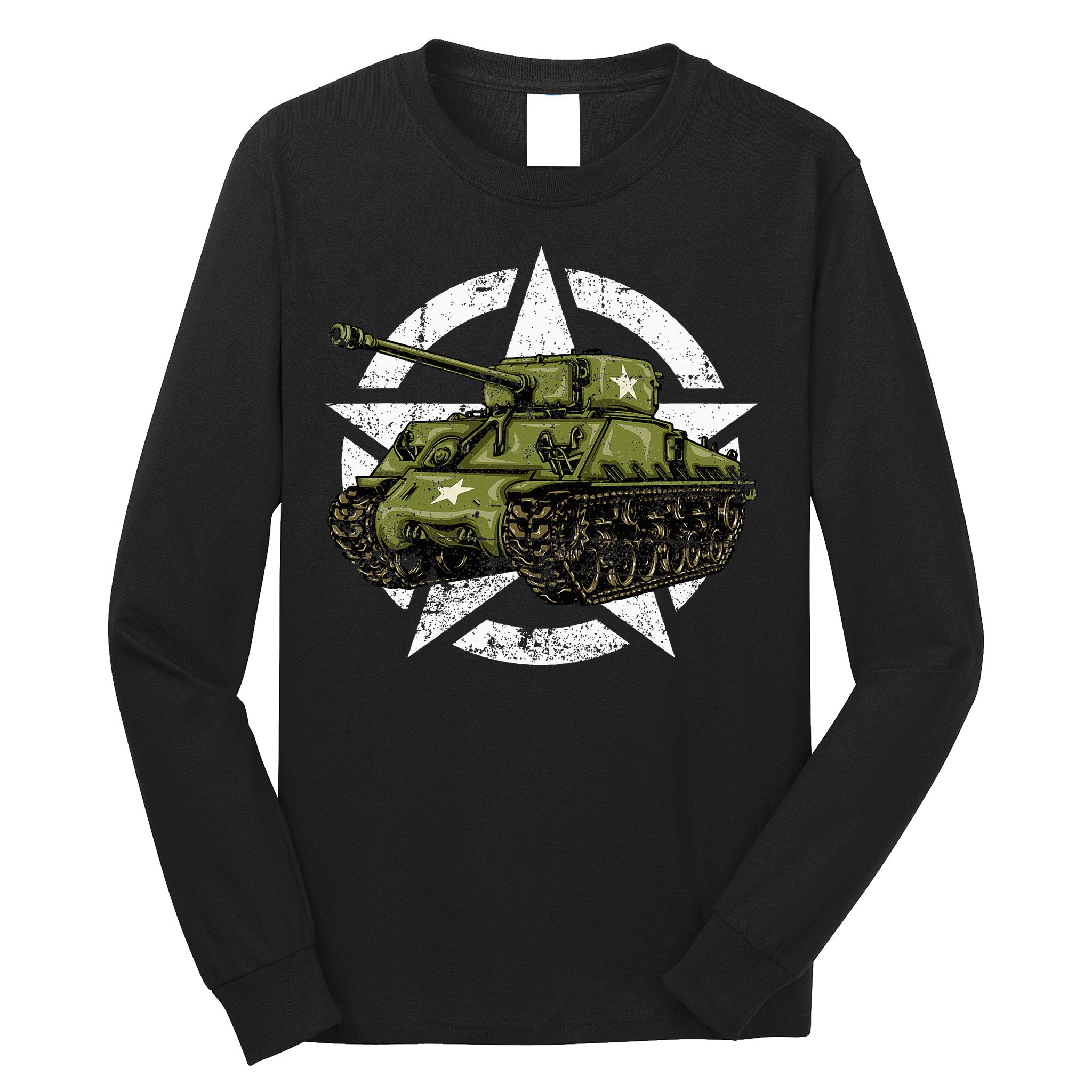 Sherman M4 World War 2 Army Tank Vintage Tank A Military Long Sleeve Shirt