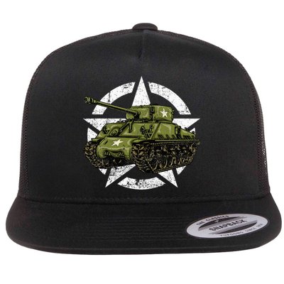 Sherman M4 World War 2 Army Tank Vintage Tank A Military Flatbill Hat
