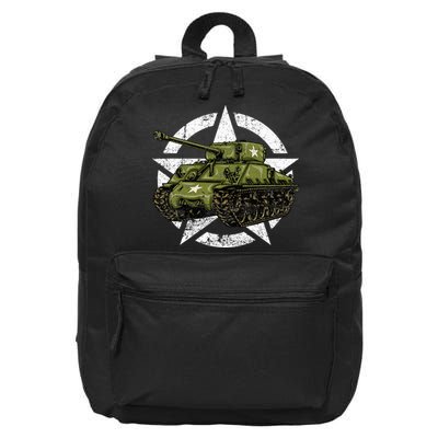 Sherman M4 World War 2 Army Tank Vintage Tank A Military 16 in Basic Backpack
