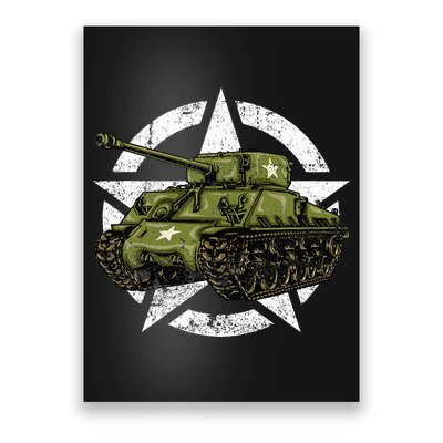 Sherman M4 World War 2 Army Tank Vintage Tank A Military Poster