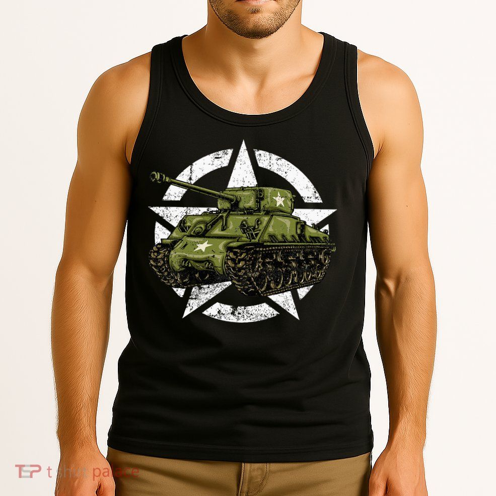 Sherman M4 World War 2 Army Tank Vintage Tank A Military Tank Top