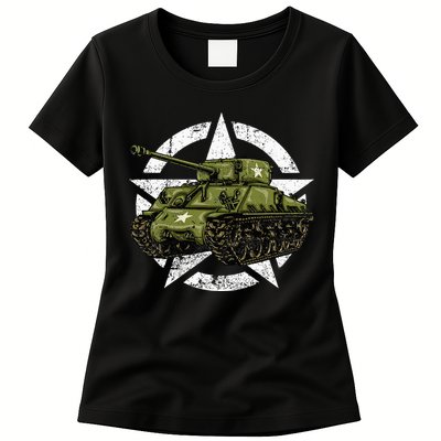 Sherman M4 World War 2 Army Tank Vintage Tank A Military Womens T-Shirt