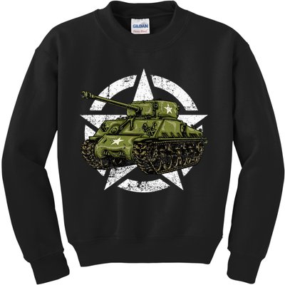 Sherman M4 World War 2 Army Tank Vintage Tank A Military Kids Sweatshirt
