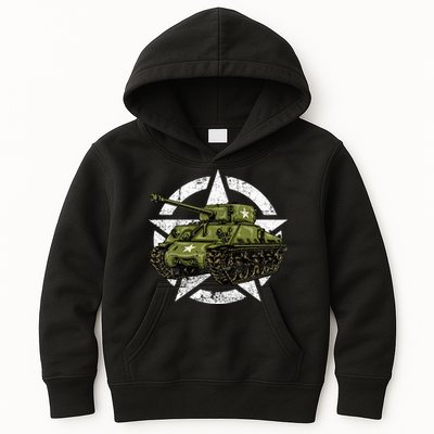 Sherman M4 World War 2 Army Tank Vintage Tank A Military Kids Hoodie