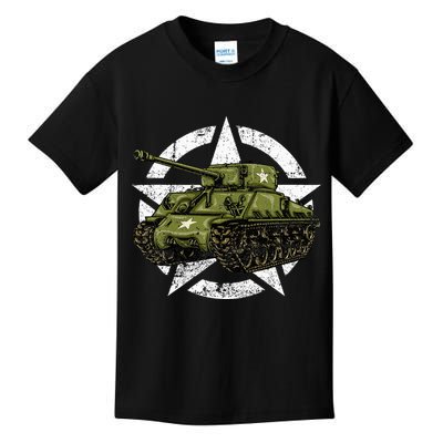 Sherman M4 World War 2 Army Tank Vintage Tank A Military Kids T-Shirt