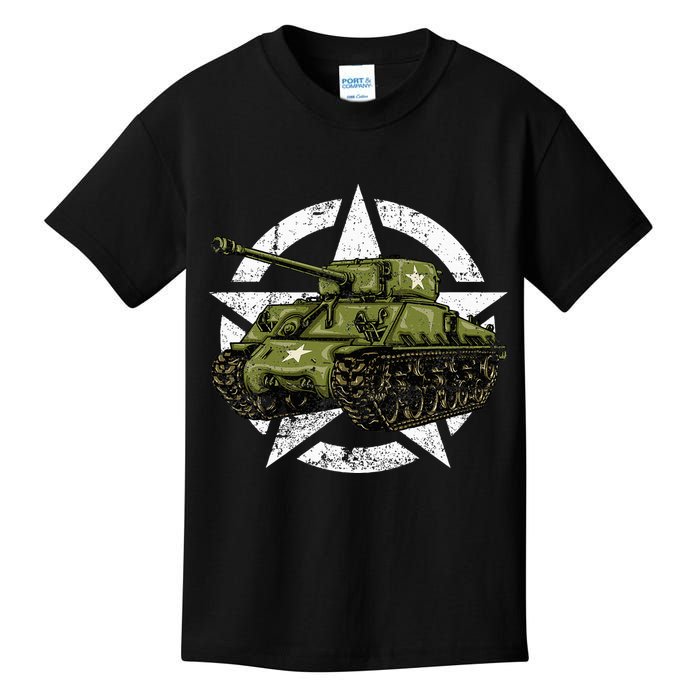 Sherman M4 World War 2 Army Tank Vintage Tank A Military Kids T-Shirt