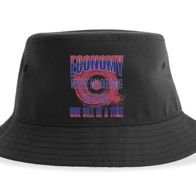 Sarcastic Money Woes Cynical Economy Joke Sustainable Bucket Hat