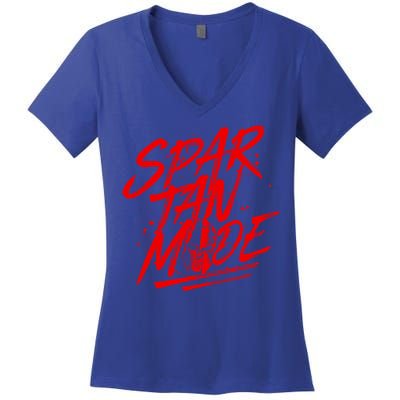 Spartan Mode Workout Gladiator Beast Gym Quote Gift Women's V-Neck T-Shirt