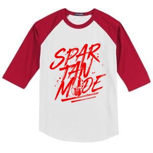 Spartan Mode Workout Gladiator Beast Gym Quote Gift Kids Colorblock Raglan Jersey