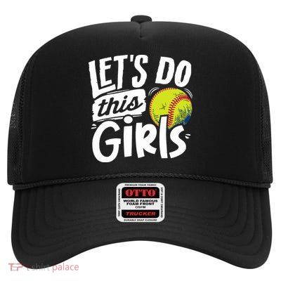 Softball Mom Women Girl Softball Lover High Crown Mesh Back Trucker Hat