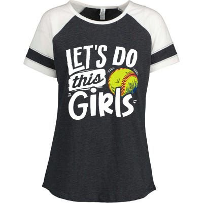 Softball Mom Women Girl Softball Lover Enza Ladies Jersey Colorblock Tee