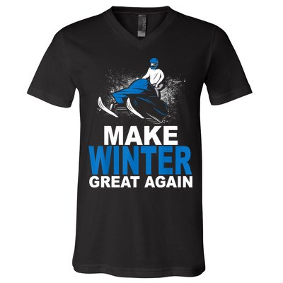Snowmobile Make Winter Great Again Snowmobiling Gifts V-Neck T-Shirt