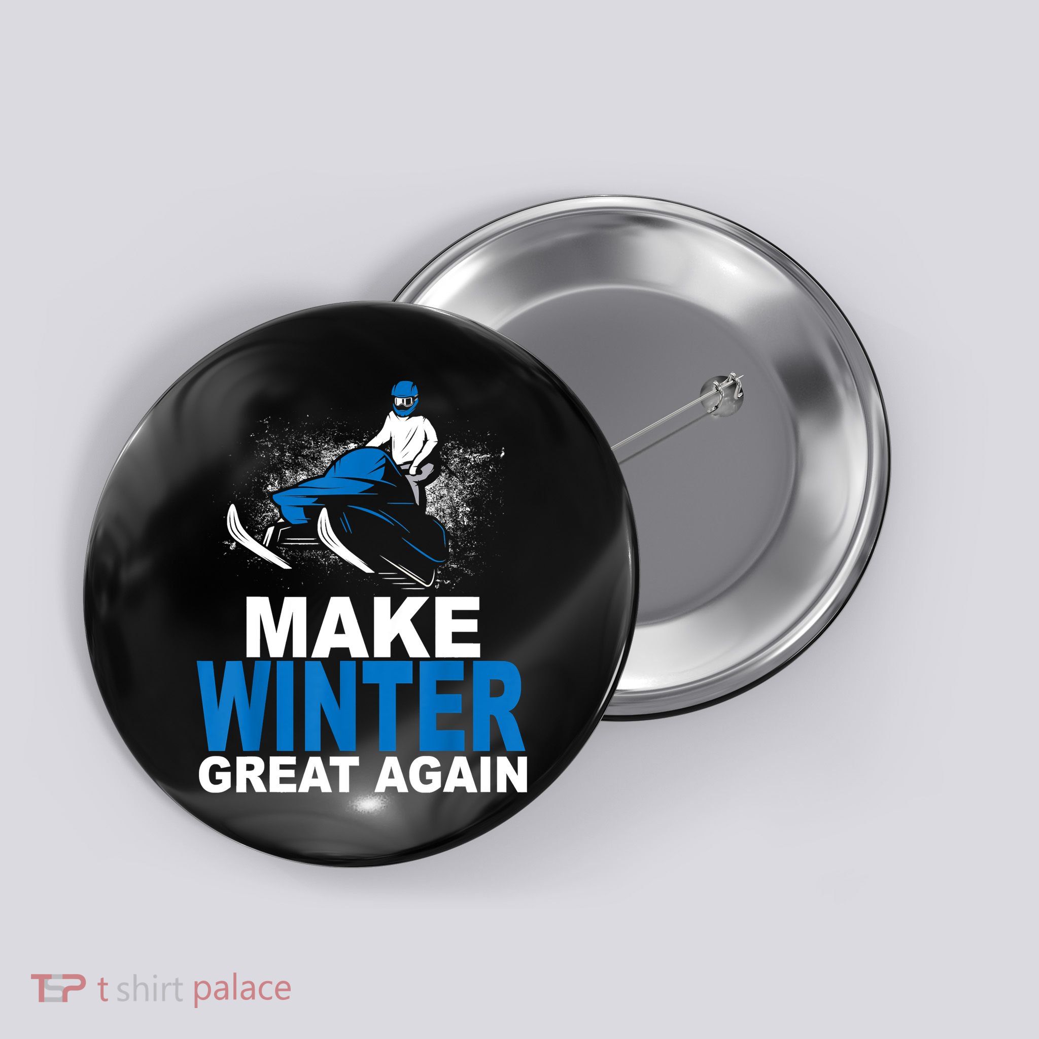 Snowmobile Make Winter Great Again Snowmobiling Gifts Button