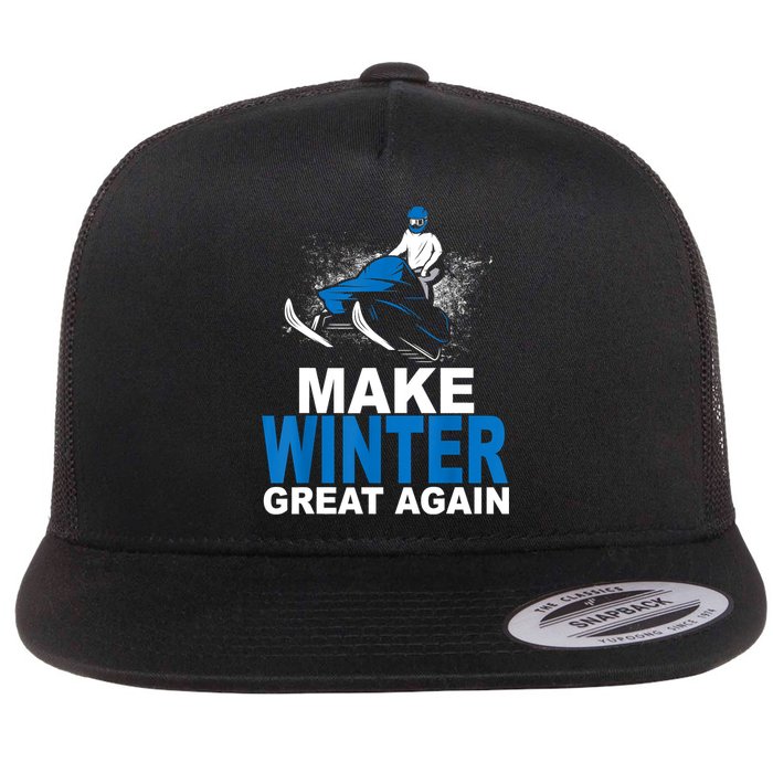 Snowmobile Make Winter Great Again Snowmobiling Gifts Flat Bill Trucker Hat