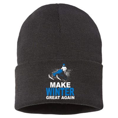 Snowmobile Make Winter Great Again Snowmobiling Gifts Sustainable Knit Beanie