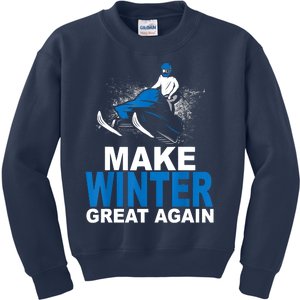 Snowmobile Make Winter Great Again Snowmobiling Gifts Kids Sweatshirt