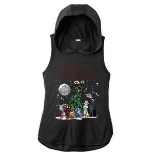 Star Movie Wars Christmas Merry Christmas Ladies PosiCharge Tri-Blend Wicking Draft Hoodie Tank