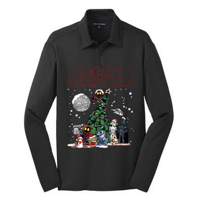 Star Movie Wars Christmas Merry Christmas Silk Touch Performance Long Sleeve Polo